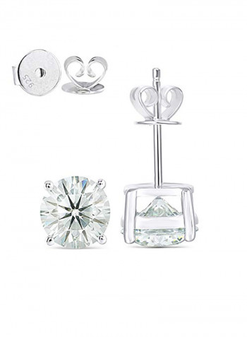 10K Platinum Plated 2 Carat Lab Grown Moissanite Stud Earrings