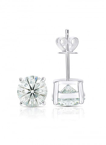 10K Platinum Plated 2 Carat Lab Grown Moissanite Stud Earrings