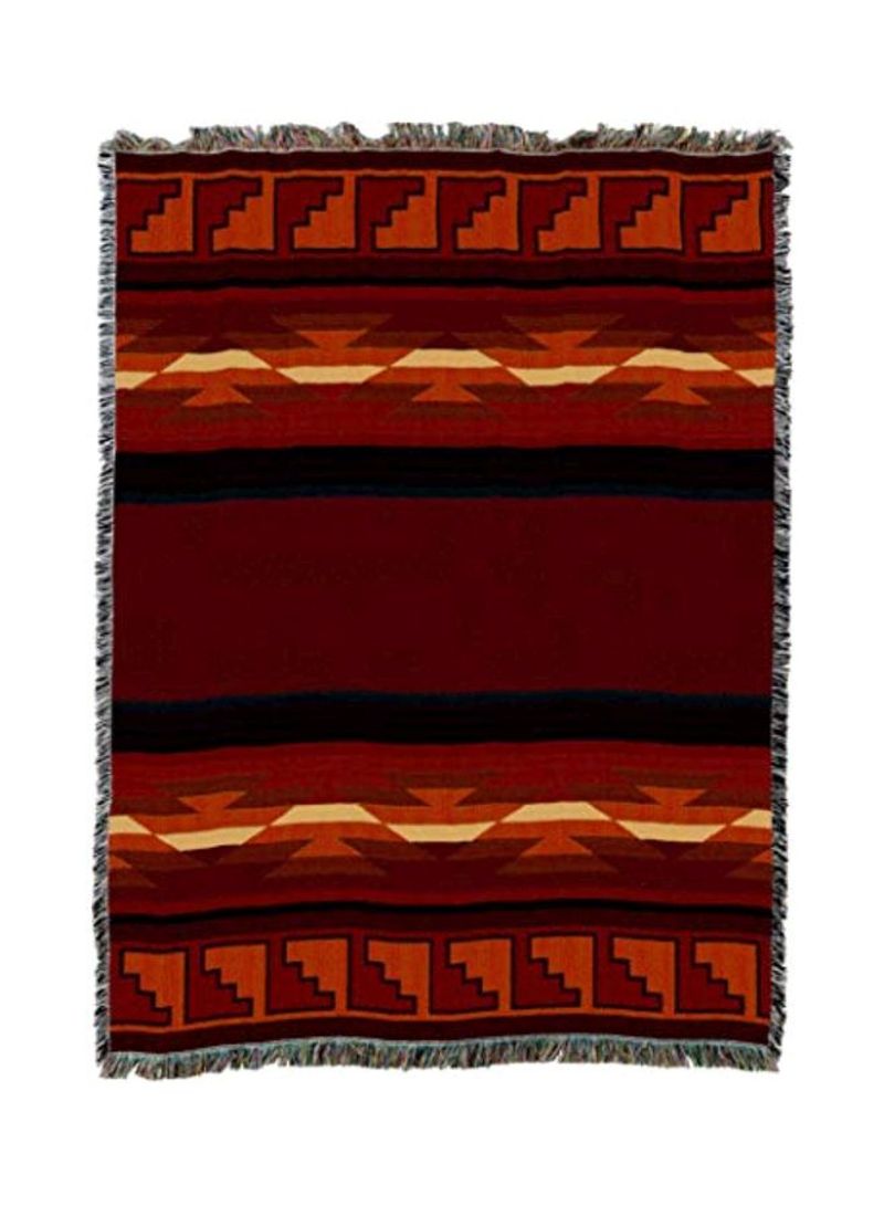 Cotton Throw Blanket Brown/Red/Yellow 72x54inch