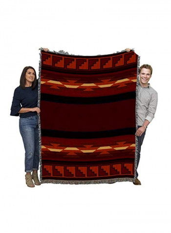 Cotton Throw Blanket Brown/Red/Yellow 72x54inch
