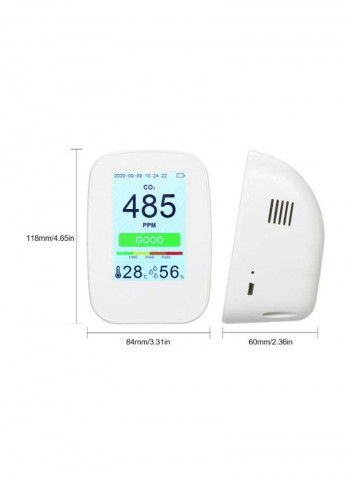 3-In-1 Multifunctional Air Quality Temperature Humidity Monitor White 17.60 x 11.20cm