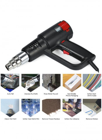 Electric Hot Air Gun And Nozzle Set Black 27.5 x 7.5 x 26centimeter