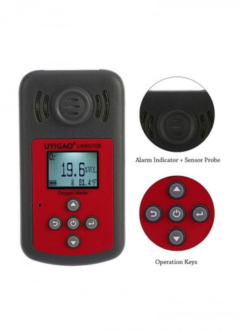 Handheld Oxygen Meter Grey/Red 12x6.5x3centimeter
