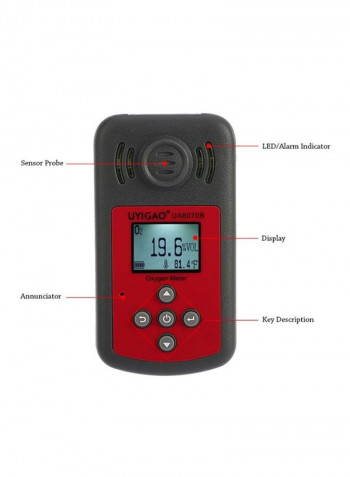 Handheld Oxygen Meter Grey/Red 12x6.5x3centimeter
