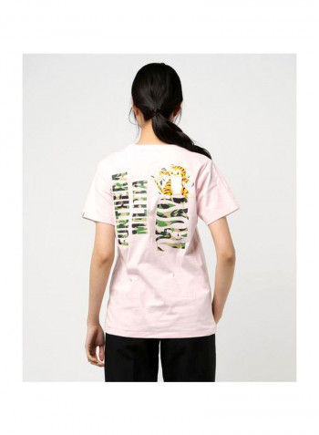 Round Neck Camo Tiger T-Shirt Pink/Green/Red