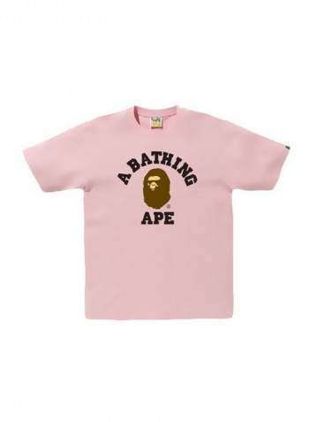 Ape Printed Short Sleeves T-shirt Pink/Brown/White