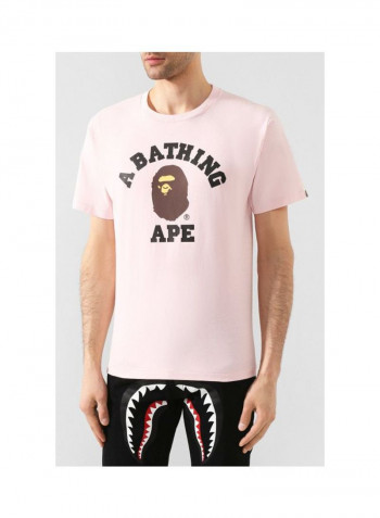 Ape Printed Short Sleeves T-shirt Pink/Brown/White