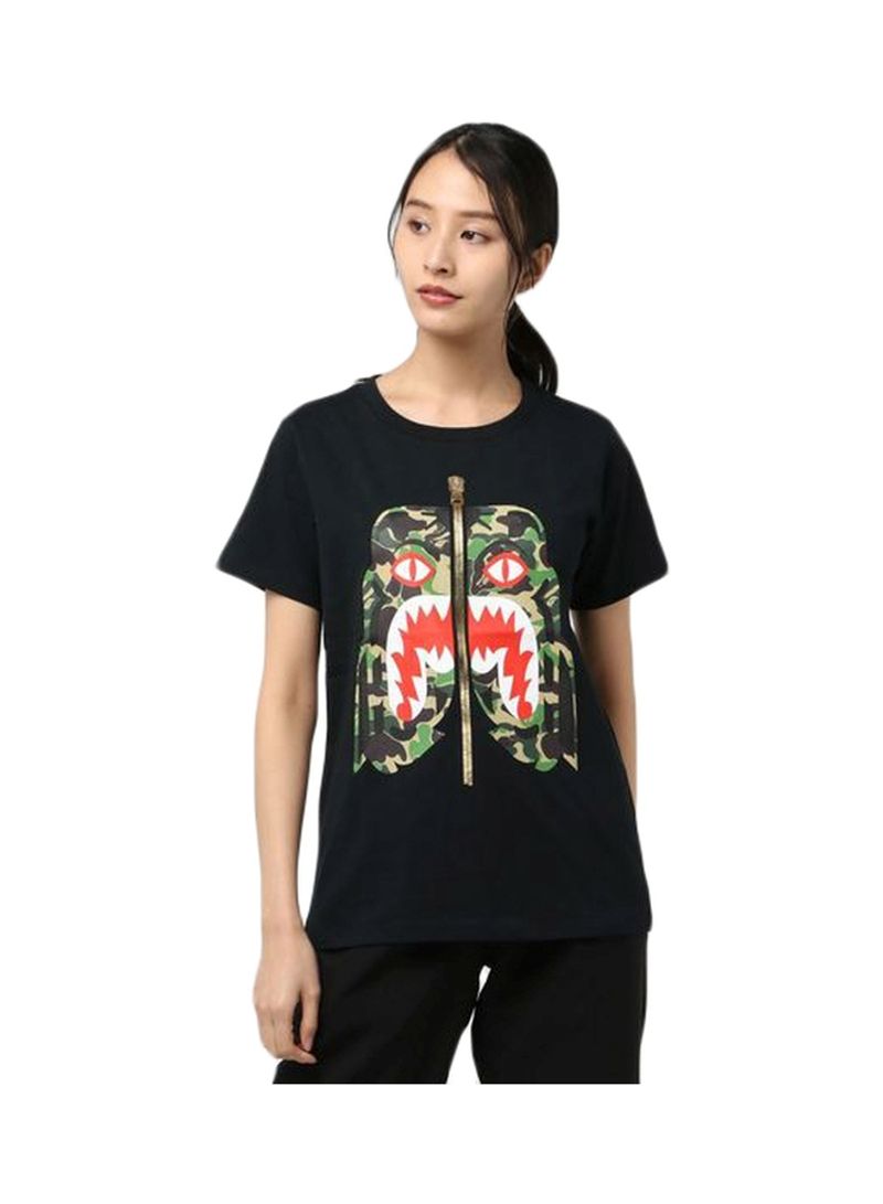 Camo Tiger Printed Round Neck T-Shirt Black/Green/Red