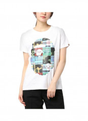 Round Neck Big Ape Patchwork T-shirt White/Blue/Red