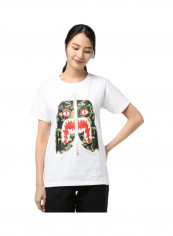 Round Neck Camo Tiger Printed T-shirt White/Green/Red