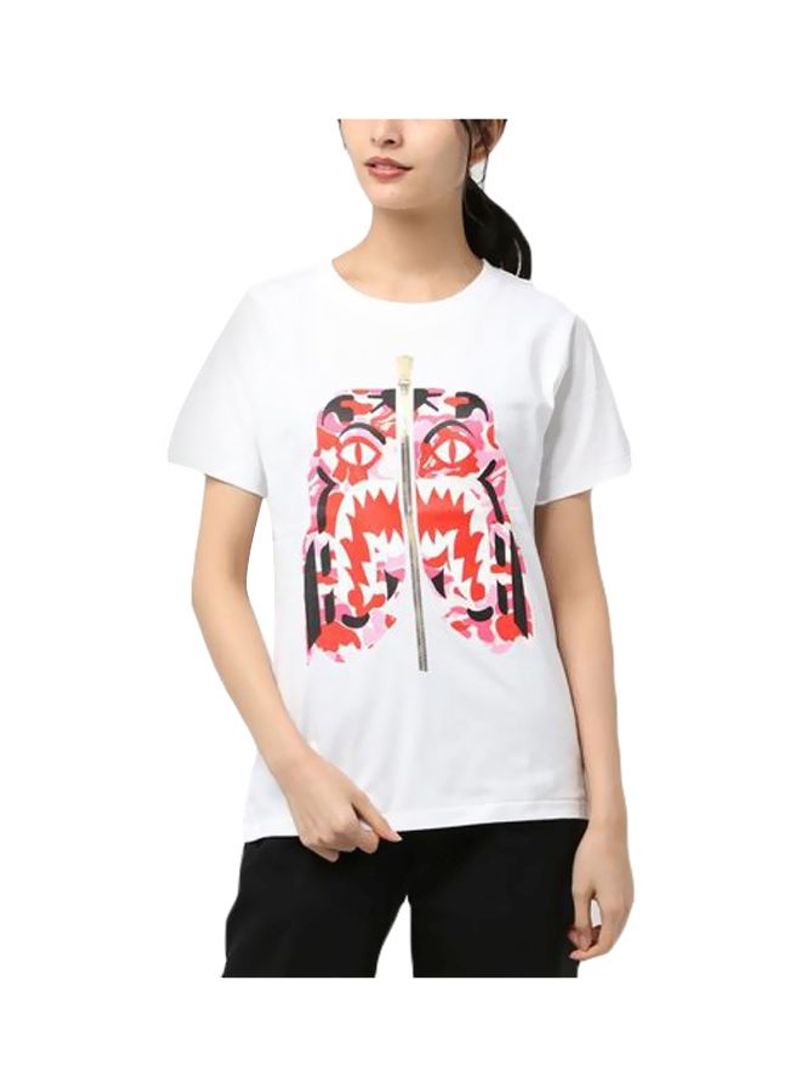 Round Neck Camo Tiger T-shirt White/Pink/Red