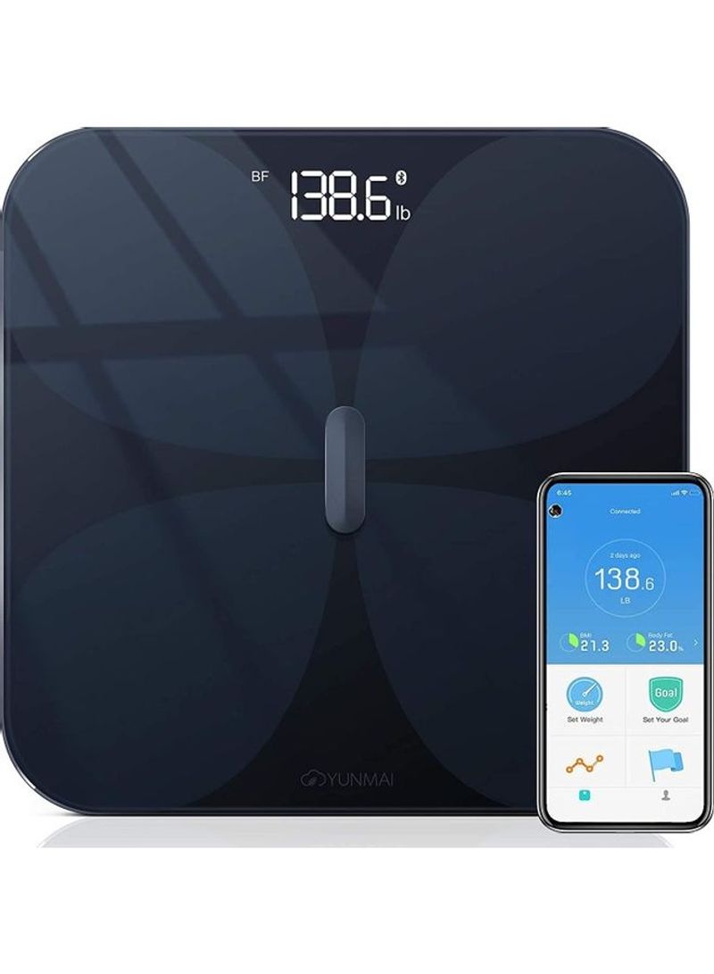 Bluetooth Smart Weighing Scale Black 11.81x11.81x0.79inch