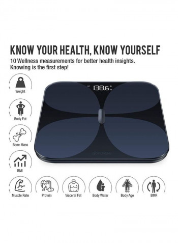 Bluetooth Smart Weighing Scale Black 11.81x11.81x0.79inch