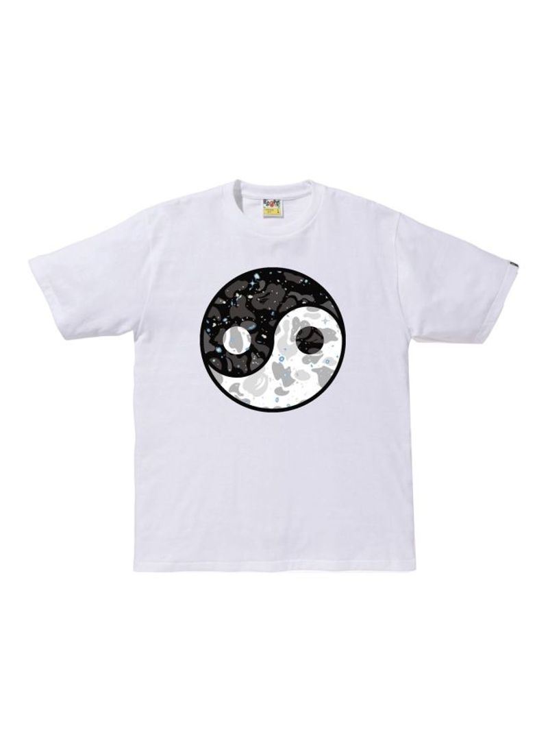 Space Camo Yinyang Printed T-shirt White