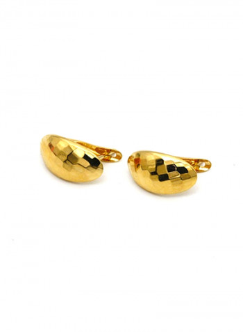 18k Gold Curved Glittering Earring Set