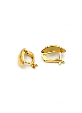 18k Gold Curved Glittering Earring Set