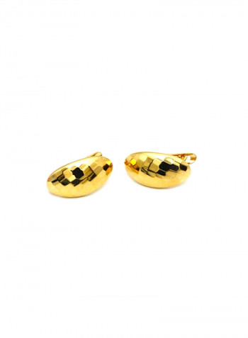 18k Gold Curved Glittering Earring Set