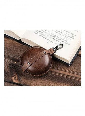 Portable Leather Case For Samsung Galaxy Buds Live Brown