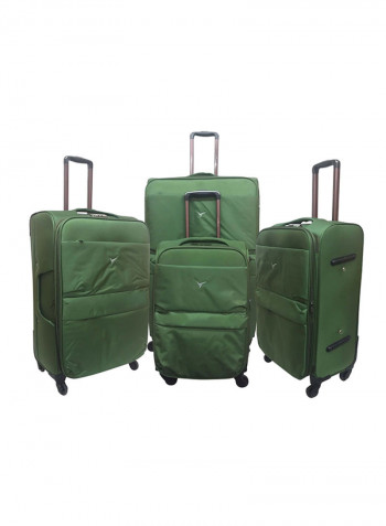 Softside 4 Piece Luggage Trolley Set Green