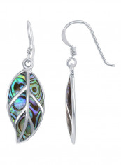 Sterling Silver Abalone Leaf Dangle Earrings