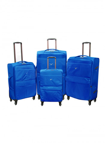 Softside 4 Piece Luggage Trolley Set Blue