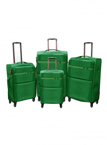 Softside 4 Piece Luggage Trolley Set Green