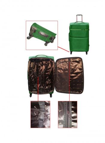 Softside 4 Piece Luggage Trolley Set Green