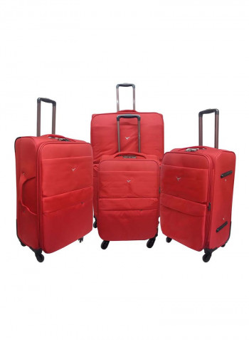 4-Piece Softside Luggage Trolley Set Red