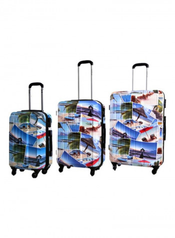 Hardside 3 Piece Luggage Trolley Set Multicolour