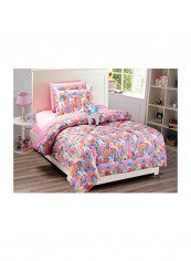 6-Piece Printed Comforter Set Microfiber Pink/White/Blue