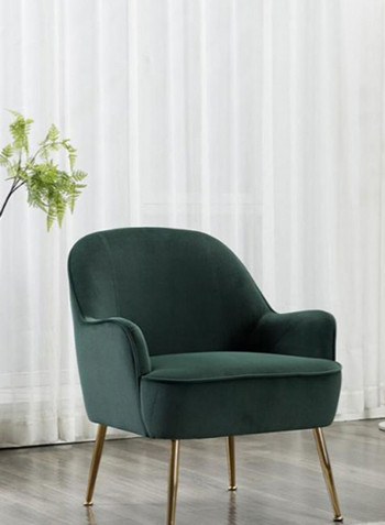 Single Seater Velvet Fabric Arm Chair Dark Green