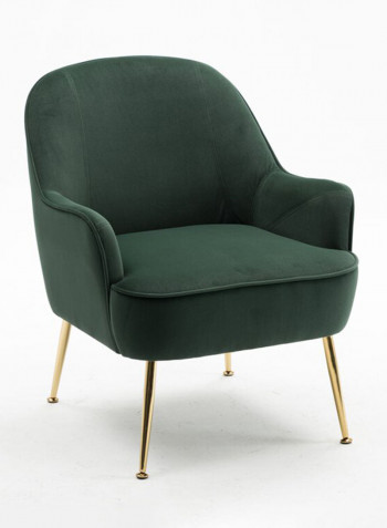 Single Seater Velvet Fabric Arm Chair Dark Green
