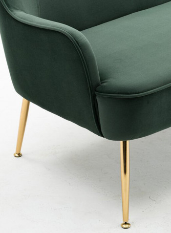 Single Seater Velvet Fabric Arm Chair Dark Green