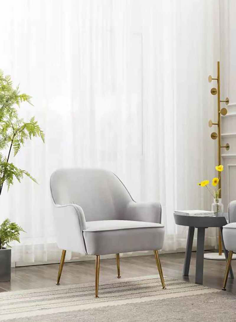 Single Seater Velvet Fabric Arm Chair Light Grey