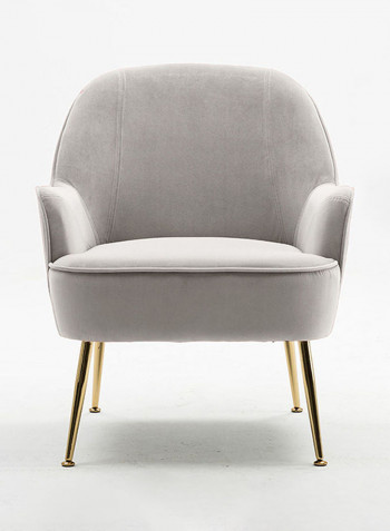Single Seater Velvet Fabric Arm Chair Light Grey