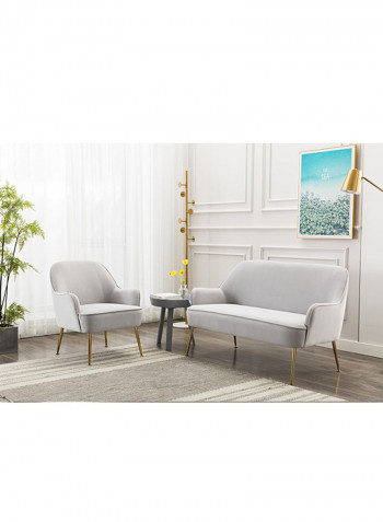 Single Seater Velvet Fabric Arm Chair Light Grey