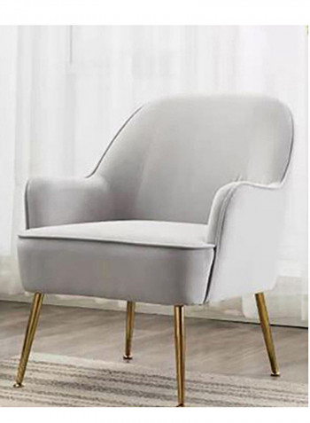 Single Seater Velvet Fabric Arm Chair Light Grey