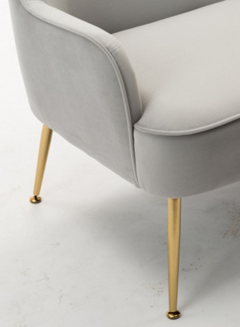 Single Seater Velvet Fabric Arm Chair Light Grey