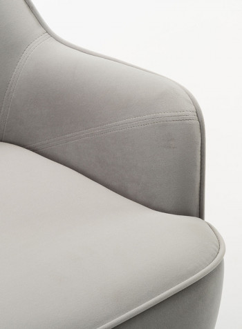 Single Seater Velvet Fabric Arm Chair Light Grey