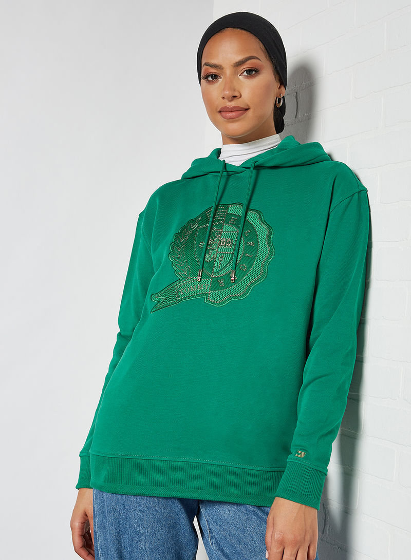 Icons Shield Embroidery Hoodie Green