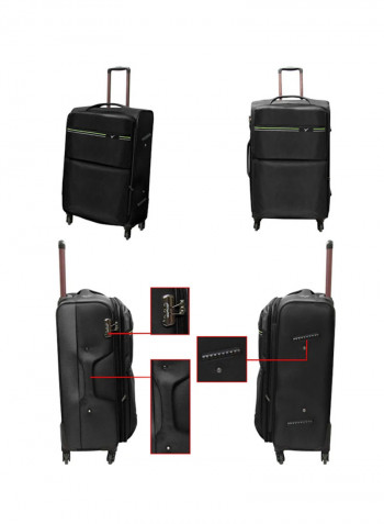Softside 4 Piece Luggage Trolley Set Black