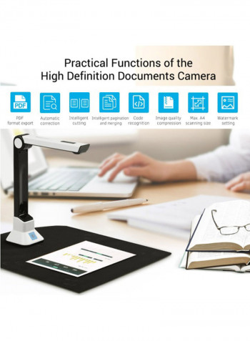 Portable High Definition Document Scanner 38.2x10x10.6cm Black/White