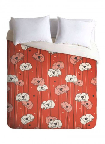 Printed Duvet Cover Polyester Red Poppy Field 1 King