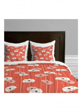 Printed Duvet Cover Polyester Red Poppy Field 1 King