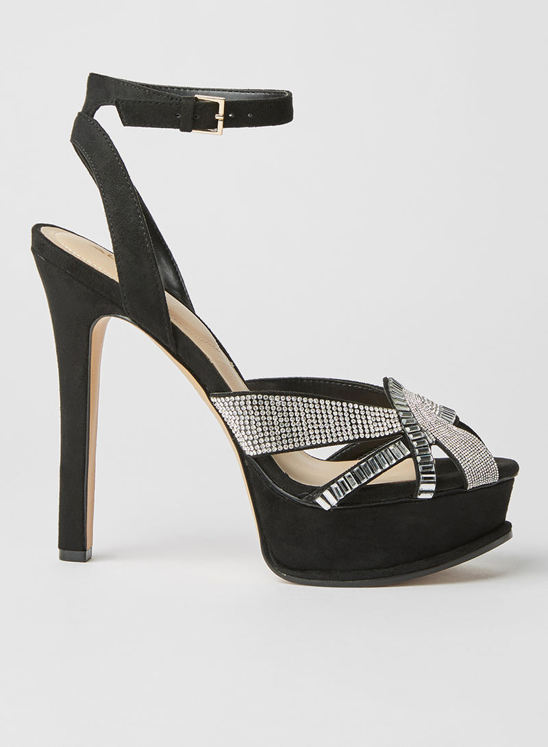 Laclabling Stiletto High Heel Dress Sandals Black/Silver