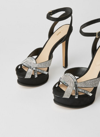 Laclabling Stiletto High Heel Dress Sandals Black/Silver
