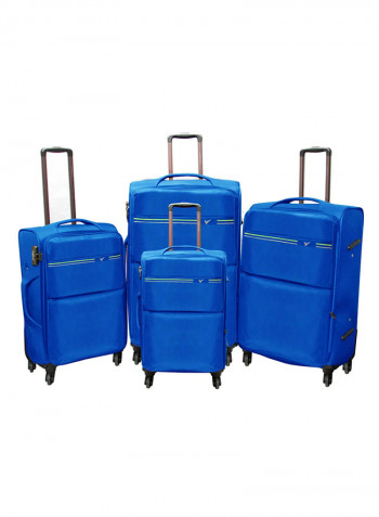 Softside 4 Piece Luggage Trolley Set Blue