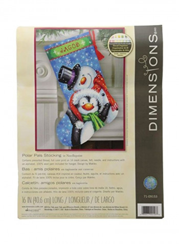 Needlepoint Polar Pals Personalized Christmas Stocking Kit Blue/White/Red