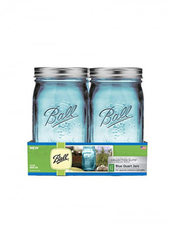 4-Piece Collection Elite Colour Series Wide Mouth Canning Jars Blue/Silver 7.8x7.5x6.7inch