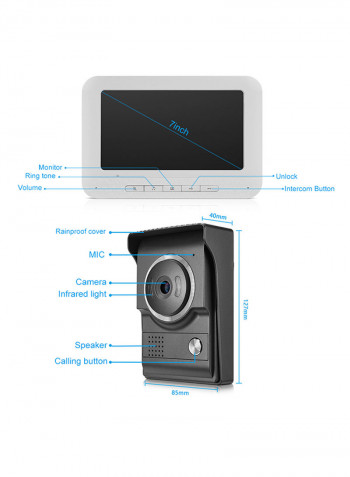 Wireless WiFi DoorBell IR Video Visual Camera Intercom Home Security Kit White
